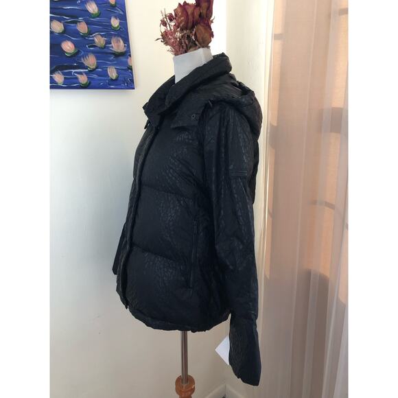 NWT BCBGeneration Hooded Midweight Puffer Jacket in Black/Leopard size XS - Picture 4 of 11